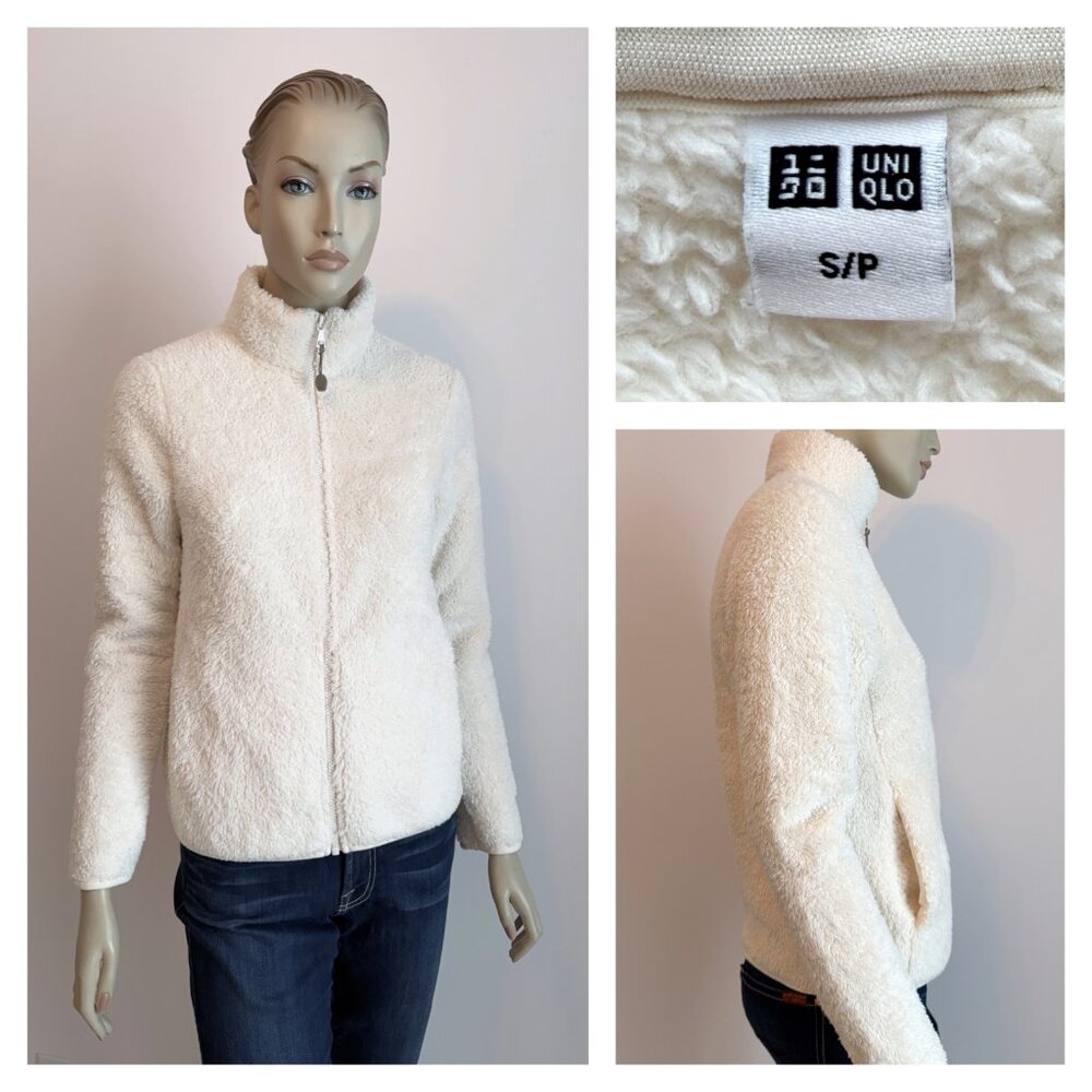 UNIQLO Cream Ivory Polyester jacket sweater - Small